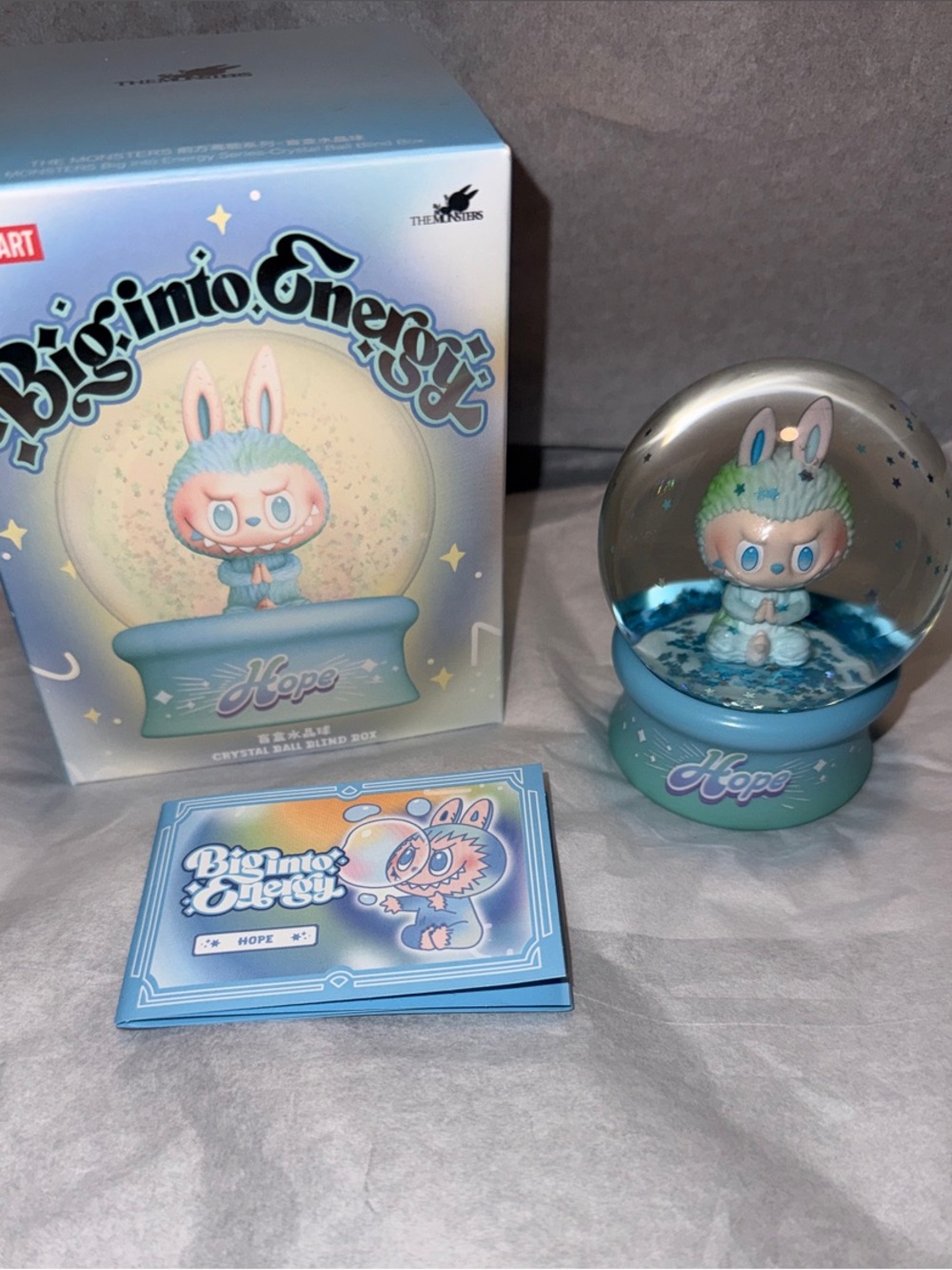 Big into Energy 'Hope' Blue Bunny Snow Globe Figurine